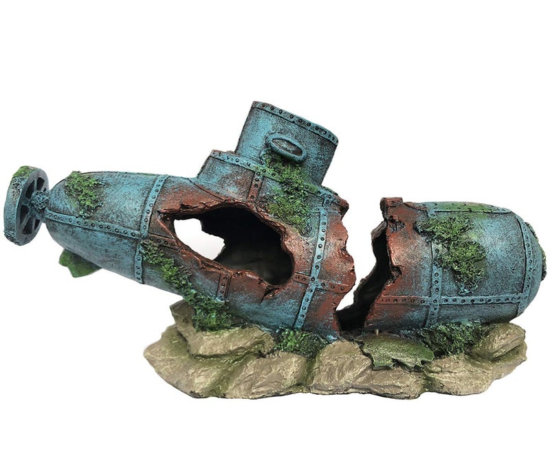 SLOCME Aquarium Submarine Ornaments Shipwreck Decorations - Resin Material Sunken Ship Decorations Eco-Friendly for Aquarium Environments Accessories - Image 1